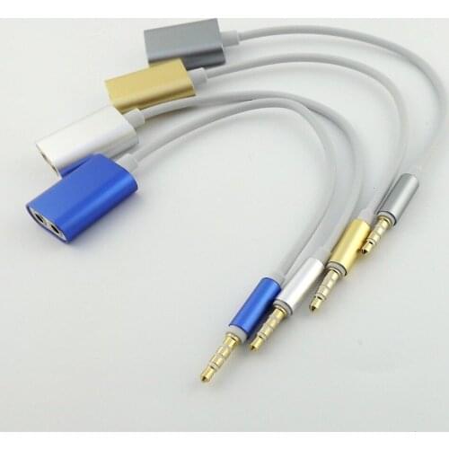 1x 3.5mm Male Stereo to Dual Female Jack M/F Earphone Headphone Audio Y Splitter Connector Cable Blue/Gold/Gray/Silver 20cm