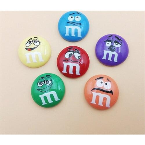 20Pcs Japan Korea Hot Resin M Beans Chocolate Candy Flat back Cabochons Scrapbook DIY Embellishment Decration Parts Wholesale