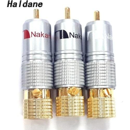 Haldane 8Pcs/lot Nakamichi RCA Plug Audio Cable Connector 24K Glod Plated Screws Soldering Locking Audio RCA Plugs