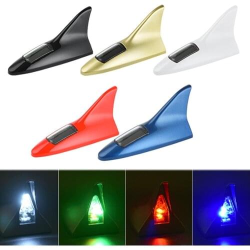 LED Light Car Radio Shark Fin Car Shark Antenna Radio FM Signal Design Protective Aerials Car Styling Decoration Sticker Base