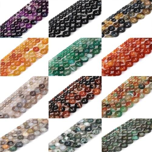 Multi color Natural Stone Beads Smooth Round loose Spacer Charm Bead For Jewelry Making DIY women Bracelet Necklace