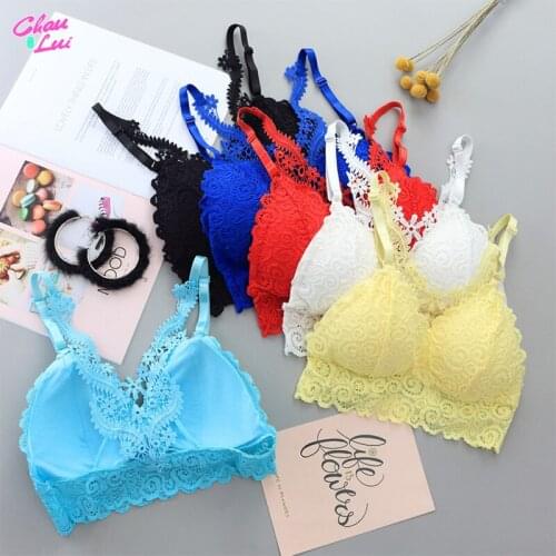Women Wireless Bralette Push Up Sexy BH Lace Bra Tempting Deep V Vest Y-line Straps Beauty Back Underwear Plus Size Hot Lingerie
