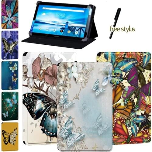 Tablet Case for Lenovo Smart Tab P10 10.1 Inch/Lenovo Tab P10 - Butterfly High Quality Leather Stand Tablet Cover Case + Pen