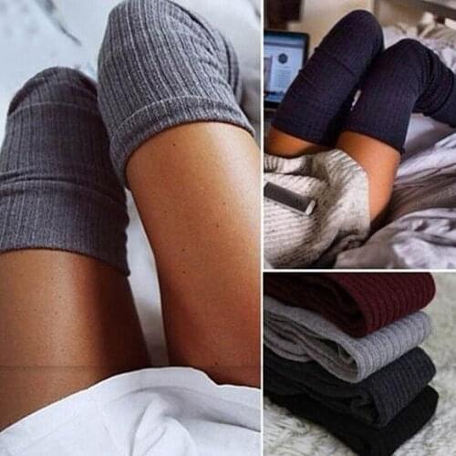 Sexy Warm Long Cotton Stocking Over Knee Stocking Women Winter Knee High Thigh Knitted Stockings For Ladies Over The Knee Socks