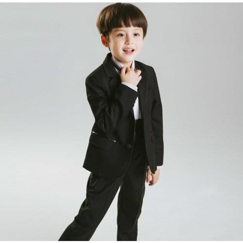 Flower Boys Jacket + Pants+Tie 3PCS Formal Suit Japan Kids Wedding Party Tuxedos Prince Boys Gentlemen Birthday Dress Costume