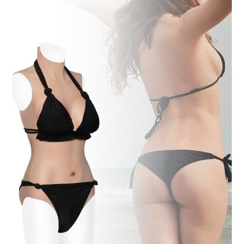 CYOMI S/M Size Upgraded Silicone Triangle Bikini Tights fake boobs fake Vagina Realistic Nipple for Drag Queen Transgender