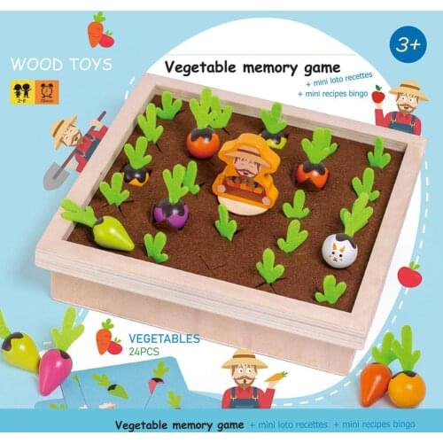 Kids Wooden Memory Board Game Sorting Puzzle Carrots Harvest Developmental Toy