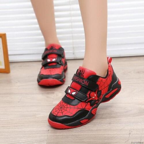 Disney SpiderMan Childrens 2021 Casual sneaker comfortable breathable hollow Girls sports shoes casual shoes net flat shoes