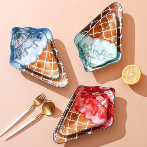 Creative Lovely Ice Cream Home Trinket Dish Ceramic partty Cake Dessert Dish porcelain Soy Sauce Dish Hand Color Food Plate