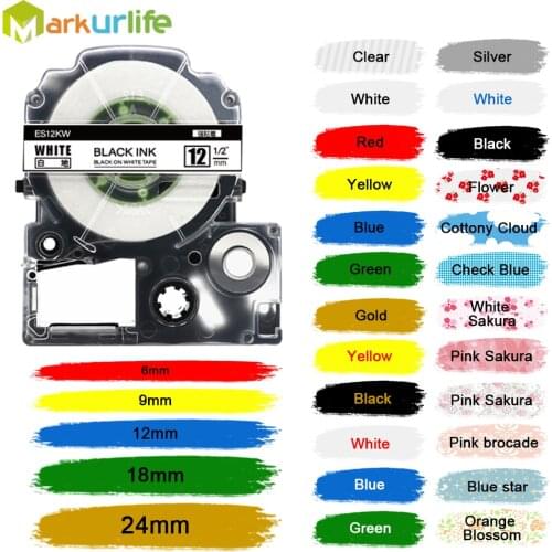 Markurlife 1PC SS12KW LC-4WBN 12mm Compatible for EPSON Label Maker LW-300 LW-400 LW-600P LW-700 label printer ST12KW Label Tape
