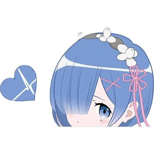 Peeking Rem Car Bumper Window Stickers Waterproof Anti-UV Windshield Car Sticker Car Window Body Decorative Stickers Accessories