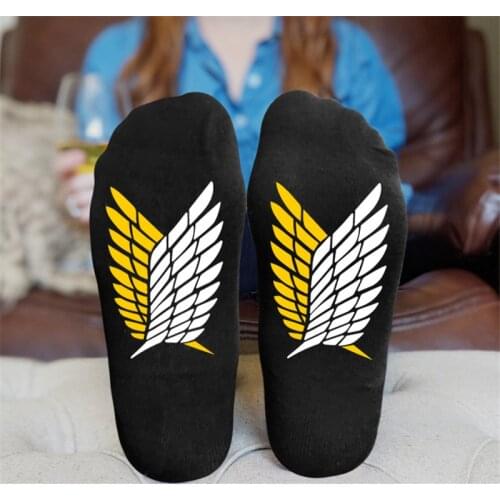 Attack on Titan Wings of Freedom Anime Printed Socks Cotton Autumn Spring Sock Men Women Gift Comfortable