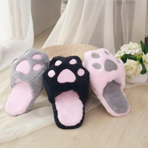 2021New Plush Funny Fabric Paw Slippers Cute and Cute Cartoon Home Cotton Slippers Kawaii Slippers