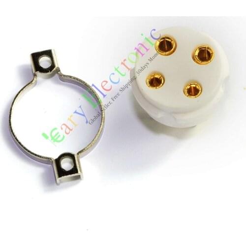 Wholesale and retail 20pc 4pin Gold Ceramic vacuum Tube Valve Socket For 300B 2A3 801 274A audio amps free shipping