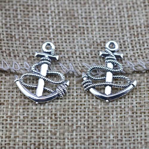 20 Pieces 19*24mm Mixed Alloy Antique Silver Color Boat Anchor Charms Bracelet Keychain Pendant Accessory For DIY Jewelry Making
