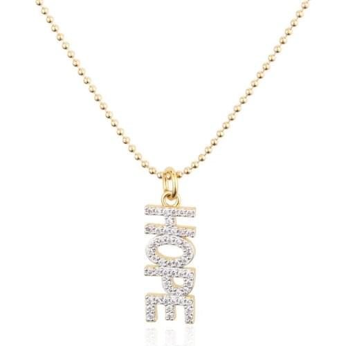 Simple Cubic Zirconia Hope Letter Pendant Necklace Gold Silver Color Clavicle Chains Necklaces for Women Female Jewelry Gifts