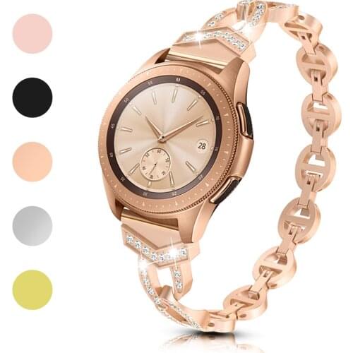 22mm 20mm Bracelet Women Diamond Band for Samsung Galaxy Watch 3 Strap 41mm 45mm /Active 2 1/42mm/46mm/S3 Adjustable Metal Belt