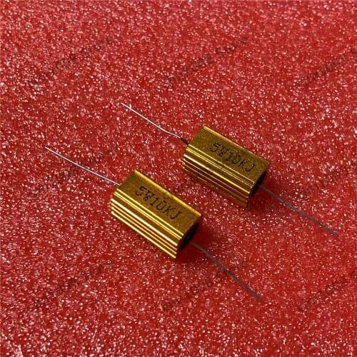 RX24-5W 1.5K Power Metal Shell Case Gold Aluminium Case Wirewound Resistor 5W1.5KJ 1500ohm 5% Automobile LED lamp resistors