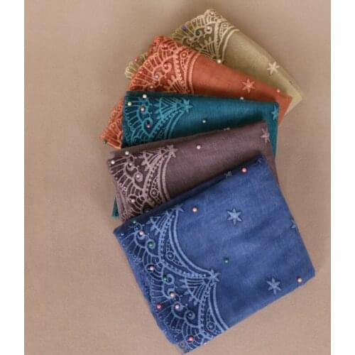 NEW Women Floral Lace Scarf Hijabs Coloured Cotton Shawls Fashion Muslim Head Wraps Headband 180*75cm 10pcs/Lot wholesale