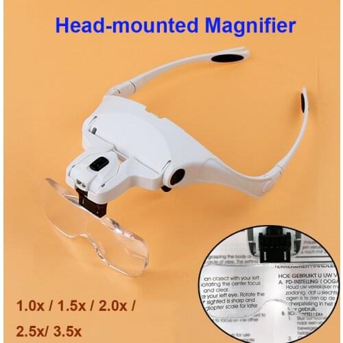 Magnifying Glass with 5pcs Lenses 1.0X/1.5X/2.0X/2.5 X/3.5X with LED Light Model Making Tool