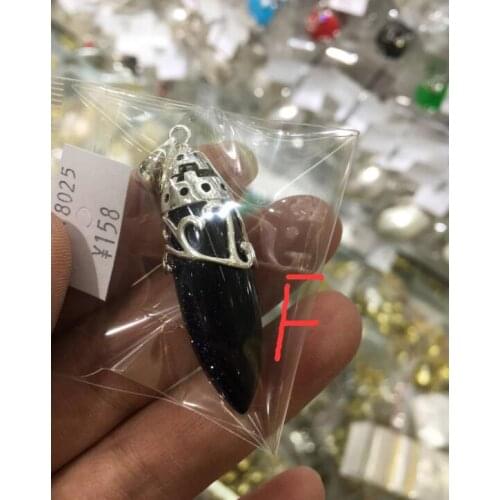 VINTAGE 925 STERLING NATURAL BLACK stone DROP MARCASITE PENDANT 9 Style selection