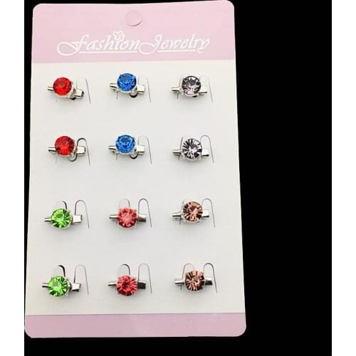Women Crystal Hijab Brooch Pin 12pcs Black White Rhinestone Small Brooches Set Clothing Accessories Mixed Colors