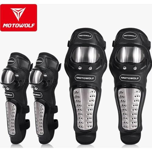 Motowolf Motorcycle Drop Resistant Stainless Steel Kneepads Outdoor Riding Long Knee Elbow Pads Thickened Protectors Gears