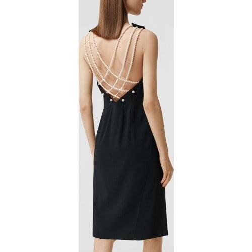 New Women Sexy Designer Beading Black Bandage Dress 2021 Ladies Elegant Celebrity Bodycon Tank Evening Party Dress Vestido