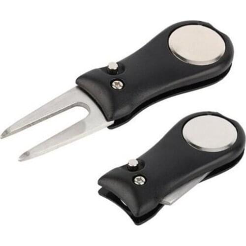 1Pc Steel Golf Divot Repair Switchblade Tool Pitch Groove Cleaner Golf Pitchfork Putting Green Fork Golf Training Accessories