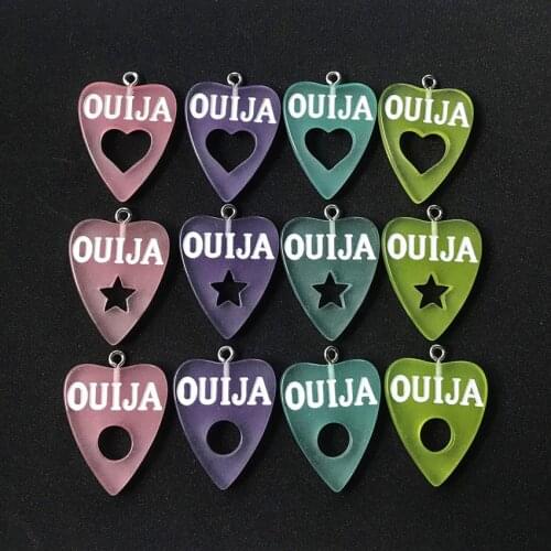 12 pcs 28*24mm Ouija board planchette charms Flat back resin cabochons Necklace pendant for DIY decoration Game board
