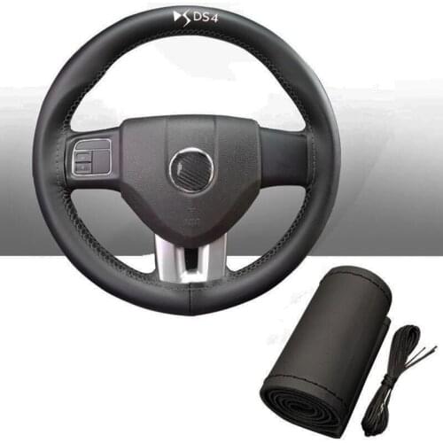 15 Inch Cowhide Braid with Needles Thread Genuine Leather Car Steering Wheel Cover Soft Anti Slip for Citroen Ds4