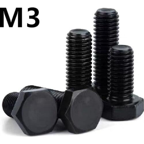 500/100PCS M3x6/8/10/12/30mm GB5783 DIN933 Black 304 Stainless steel Outer Hexagon Hex Socket Head Cap Screw Bolt Metric Thread