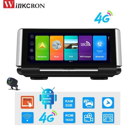 7 Inch IPS 4G Car DVR Camera Android 8.1 GPS Navigator DVR ADAS 1080P HD 2G RAM WIFI DualLens Dashboard Camera Video Recorder