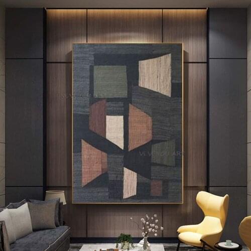 100% Abstract Living Room Decoration Post Modern Corridor Porch Oil Painting Geometric Art Nordic Style Bedroom Bedside Wall