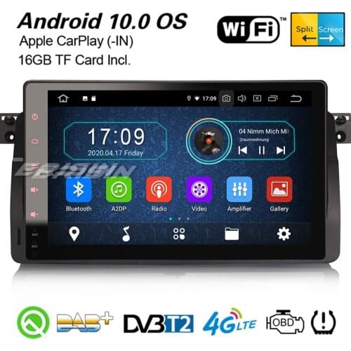 Erisin 5996 9" Android 10.0 Car Stereo DAB+ GPS WiFi BT TPMS OBD2 DVR Carplay Navi For BMW 3er E46 318 320 325 M3 MG ZT Rover75