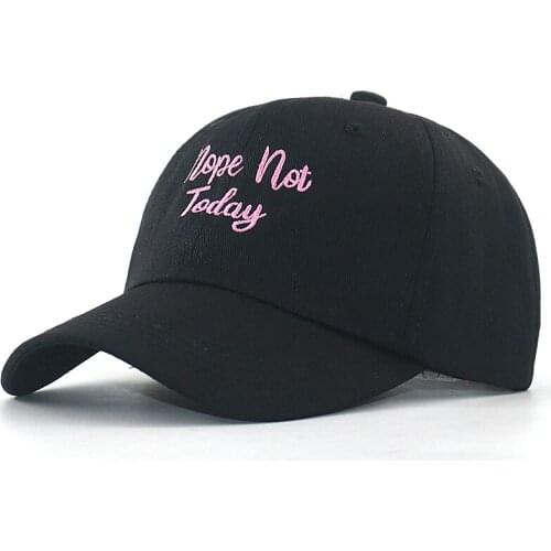 Pink embroidery nope not today fashion dad hat cotton adjustable pure black hip hop baseball cap men women new snapback hats