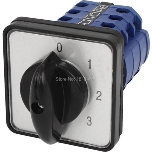 CA10 660V 12A 3Pole Universal Changeover Rotary Switch Blue Black