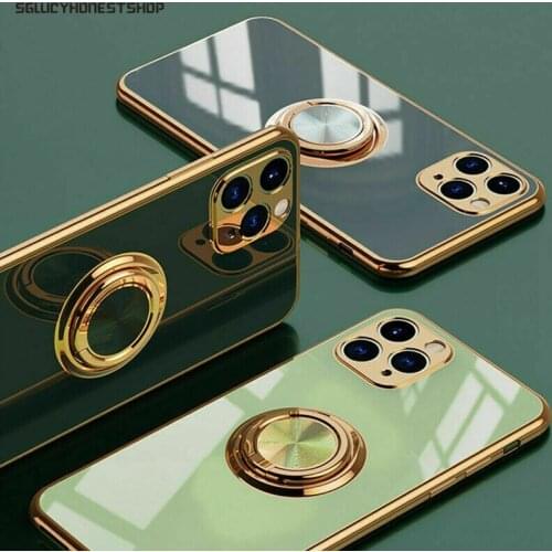 Luxury Plating TPU Soft Case For iPhone 12 11 Pro Max Mini XS XR XS Max iPhone SE 2020 6 7 8 Plus Phone Cover With Stand Holder