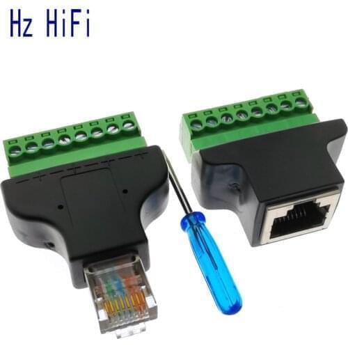 1Pair Ethernet RJ45 Female Male To Screw Terminal 8 Pin CCTV Digital DVR Adapter Connector