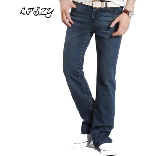 Jeans Men Mens New Micro Horn Jeans Mens Stretch Slim Denim Horns Trousers Nostalgic Blue Jeans Size 27-35 36