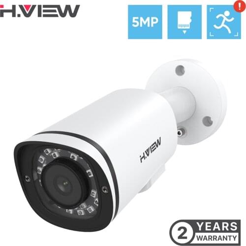 H.View 5Mp Ip Camera Poe Home Cctv Security Cameras Ai H.265 Outdoor Audio Video Surveillance Sd Card Slot Onvif For Nvr System