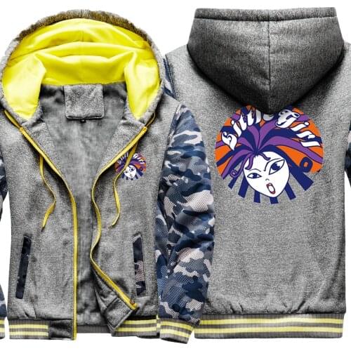 Girl Printing Camouflage Raglan Thicken Jackets For Mens Keep Warm Winter Hip Hop Mans Sweatshirts & hooded Harajuku Streetwear