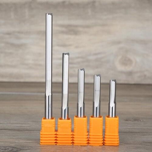 1pc 5/6/8/10mm SHK Milling Cutter Two Flutes Straight Router Bits for Wood CNC Straight Engraving Cutters Slot End Mill Tools