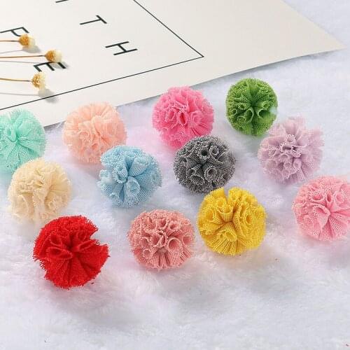 25mm Color Elastic Gauze Flower Ball DIY Craft Supplies Manual Kids Hair Rope Headwear Toys Clothes Materials Sewing Accessories