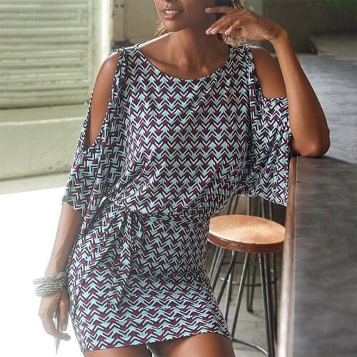 Summer Plus Size Women Dresses Bohemia Short Sleeve Off Shoulder Vintage Bandage Mini Dress Female Beach Boho Dresses