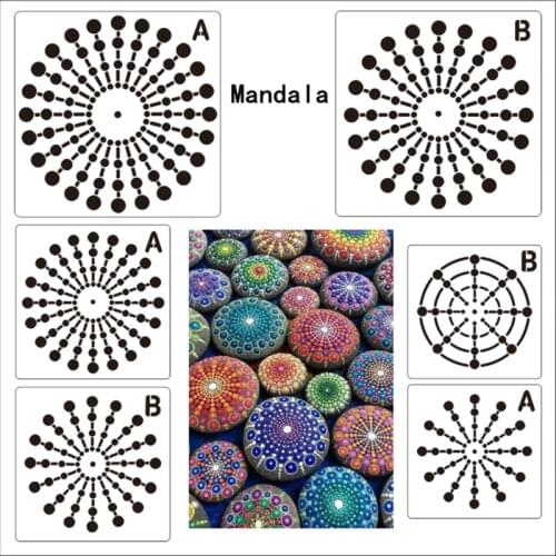 Xugar Mandala Dotting Template For Drawing Hollow Mandala Stencils Rocks Fabric Wall Art Painting Tools DIY Craft Accessories