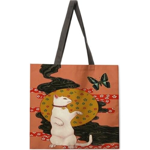 Fashion bag shopping bag Japanese style Ukiyo-e print handbag Ladies casual handbag Ladies shoulder bag Outdoor beach handbag