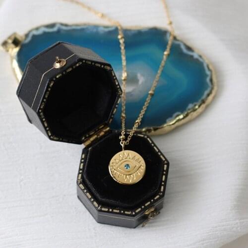 Trendy Blue Evil Eye Necklace 18kt Gold Filled Pendant Stainless Steel Casting New Arrival Jewelry Christmas Gift
