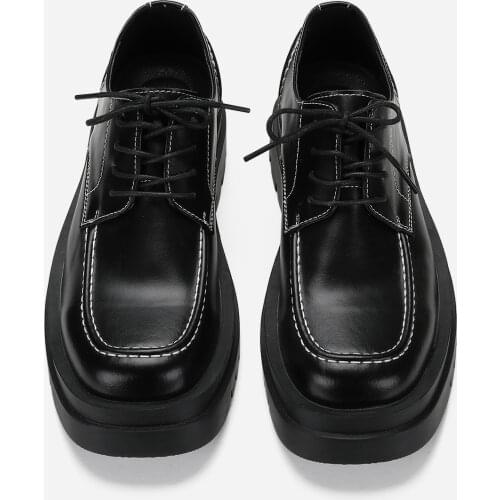 Japanese Style Men Casual Shoes Trendy Boy Thick Heel Flatforms Man Leisure Lace-Up Shoes Cool