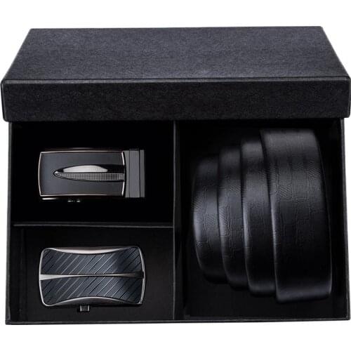 PG-05 Barry.Wang New Arrival Men Belt High Quality Real Cowskin Genuine Luxury Leather Belts for Men 2PC Automatic Buckle Set